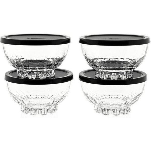 Pasabahce Schale 530246 Mousse, Glas, Kunststoff, (4-tlg), mit Deckel, 4er Set Aufbewahrungsbehälter