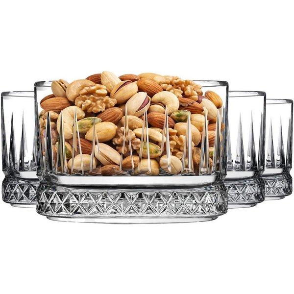 Pasabahce Schale Elysia Stapelbare Quadratisch Glasschale 235 ml (7 3/4 oz), Glas, (Packung, 4-tlg), Stapelbar, langlebig, spülmaschinengeeignet