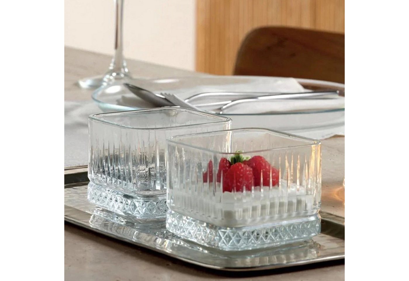 Pasabahce Schale Elysia Stapelbare Quadratisch Glasschale 235 ml (7 3/4 oz), Glas, (Packung, 4-tlg), Stapelbar, langlebig, spülmaschinengeeignet – Bild 3 von 5