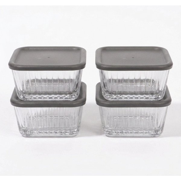 Pasabahce Schale Frezya, Glas, Kunststoff, (Packung, 8-tlg), Glasschalen mit Deckel, 225 ml, 4er Set Aufbewahrungsdose
