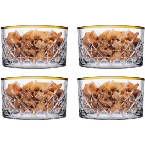 Pasabahce Snackschale Timeless 4er set Schale, Glas, transparent-gold, 22,5 ml, (4-tlg)
