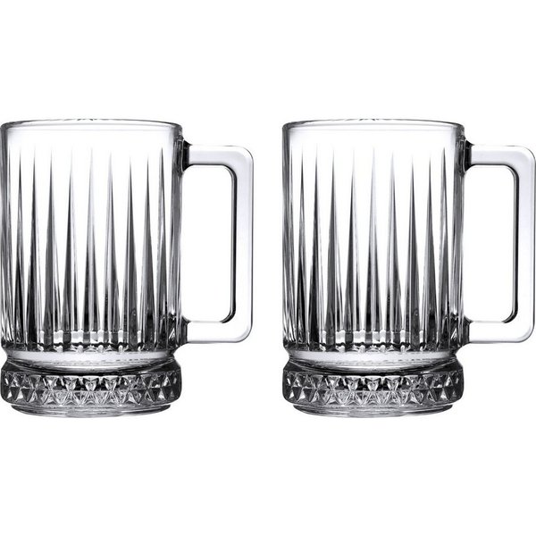 Pasabahce Teeglas Elysia 2er-Gläser Set mit Henkel Teeglas Kaffeeglas 310 ml, 2-tlg.