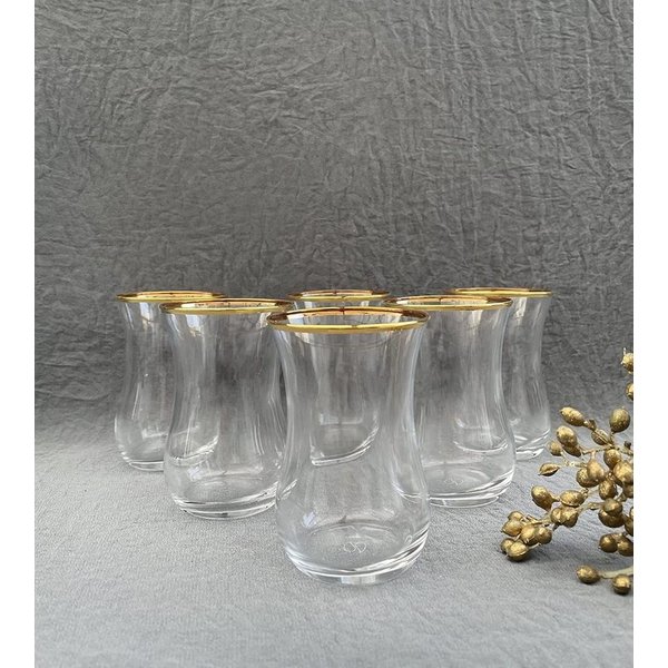 Pasabahce Teeglas Golden Touch Tempo 6er-Set Teegläser mit Goldrand 120ml, 6-tlg.