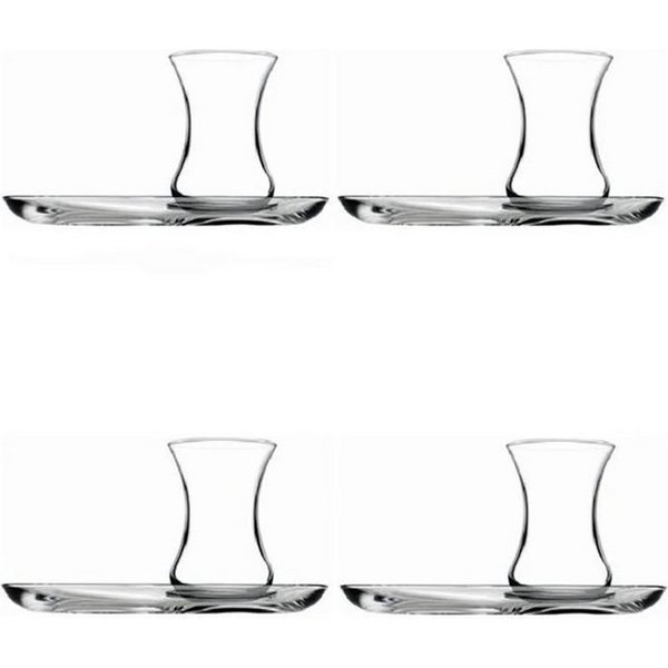 Pasabahce Teeservice 4er set 2x Teeglas + 2x UntertasseTeeglas 125ml transparent (4-tlg)