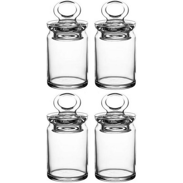 Pasabahce Vorratsdose Arda Türkmen 95104, Glas, (Packung, 8-tlg., 4x Vorratsdosen, 4x Deckel), mit Deckel 240 ml, 4er Set Gewürzdosen