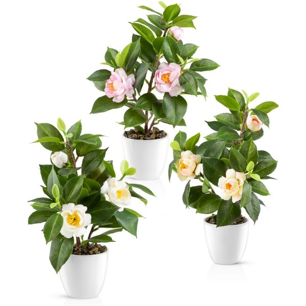 Kunstblume Kunstblumen im Topf, Künstliche Blumen wie echt, Deko Blumen Geranie, Kamelie, Orchidee, Azalee, Veilchen, PASCH, Hochwertiger Keramiktopf
