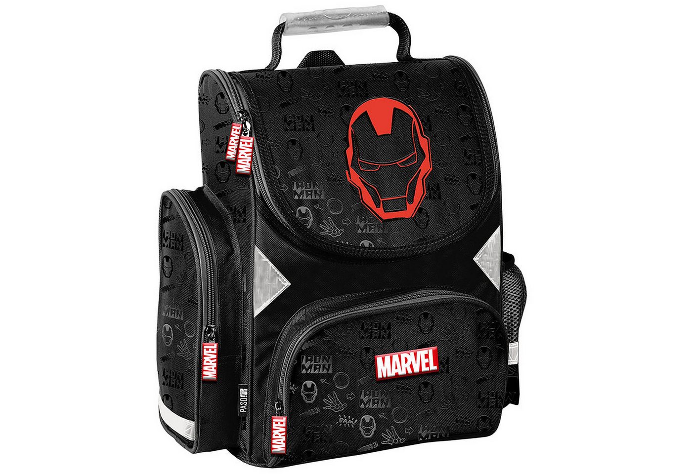 PASO Schulrucksack (Schulset, 5-tlg), Iron Man, 5-tlg. Set, Schwarz – Bild 2 von 5