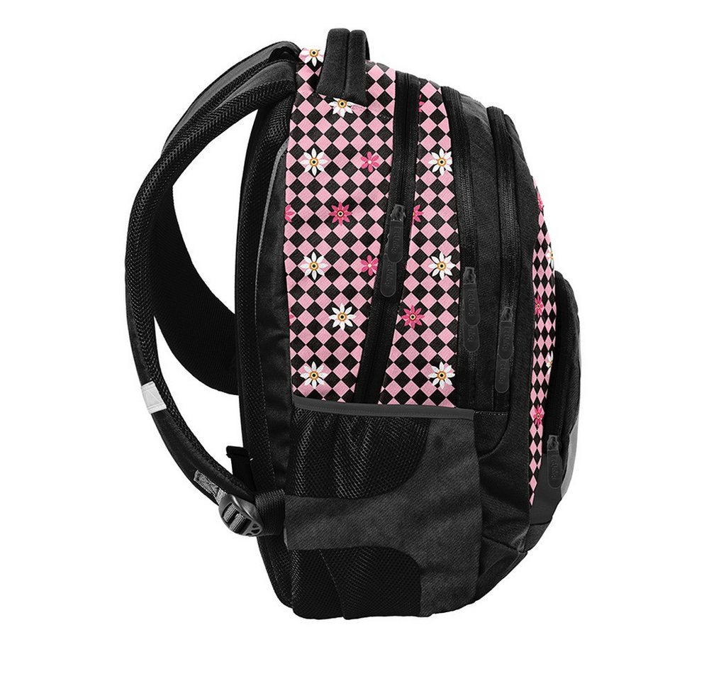 PASO Schulrucksack (Schulset, 5-tlg), Gitter Mega Set 5-teilig – Rosa – Bild 3 von 5