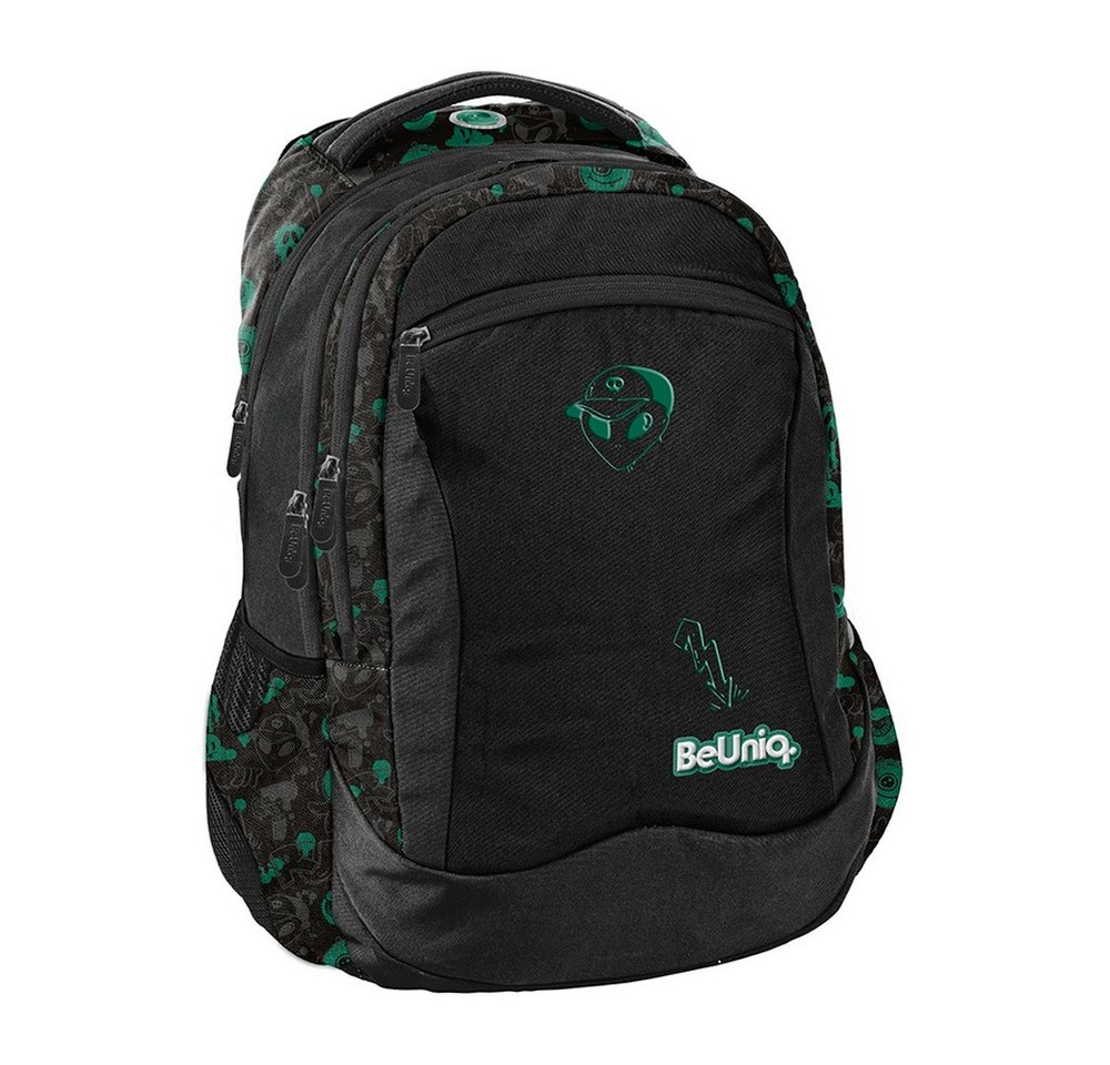 PASO Schulrucksack (Schulset, 5-tlg), UFO Mega Set 5-teilig – Schwarz, Grün – Bild 2 von 5