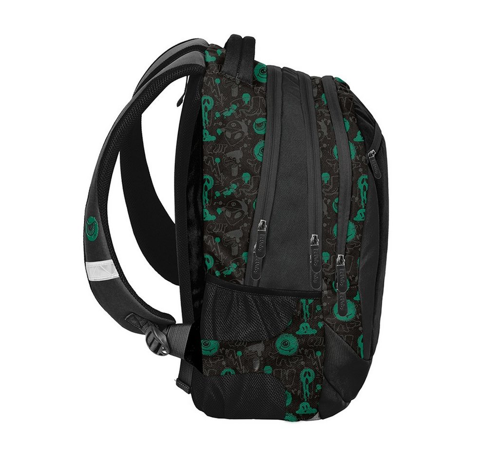 PASO Schulrucksack (Schulset, 5-tlg), UFO Mega Set 5-teilig – Schwarz, Grün – Bild 3 von 5