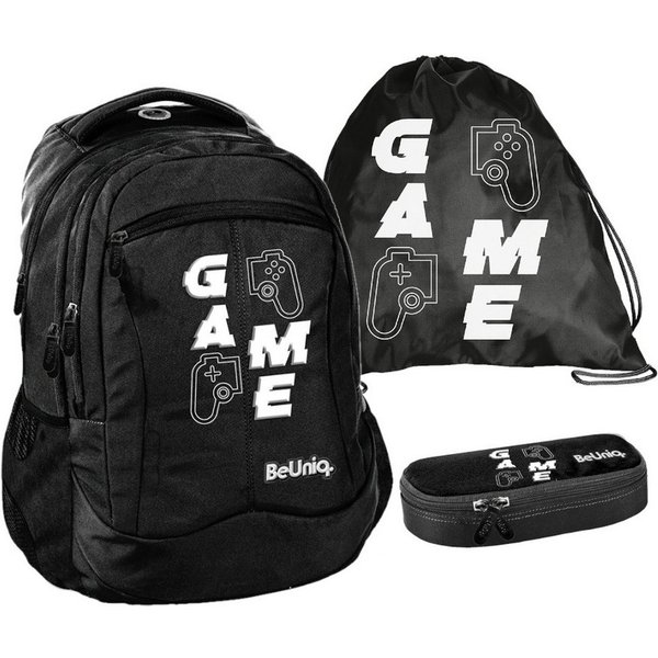 PASO Schulrucksack (Schulset, 3-tlg), Game Pads Schulset 3-teilig – Schwarz