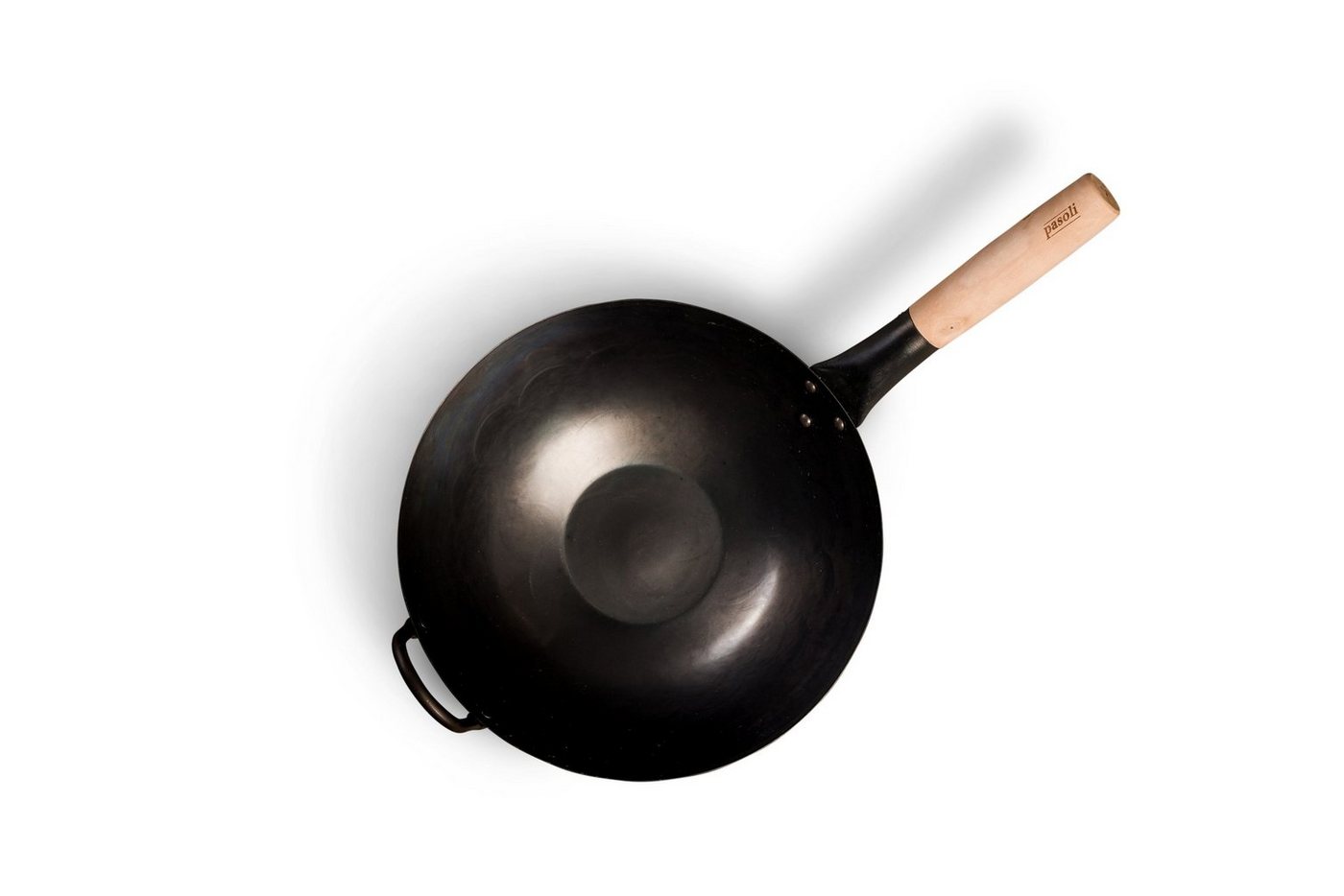 pasoli Wok voreingebrannter, traditionell handgehämmerter Wok mit flachem Boden, Karbon-Stahl, Voreingebrannt, Traditionell Handgehämmert, flacher Boden – Bild 5 von 5