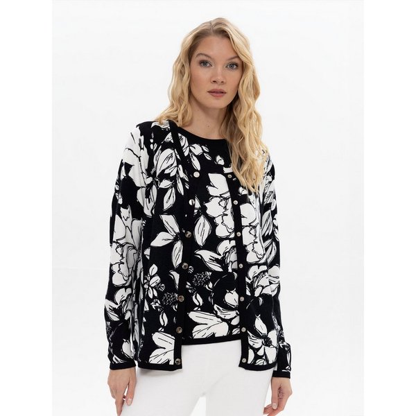 Passioni 2-in-1-Strickjacke mit grafischen Blumenmuster