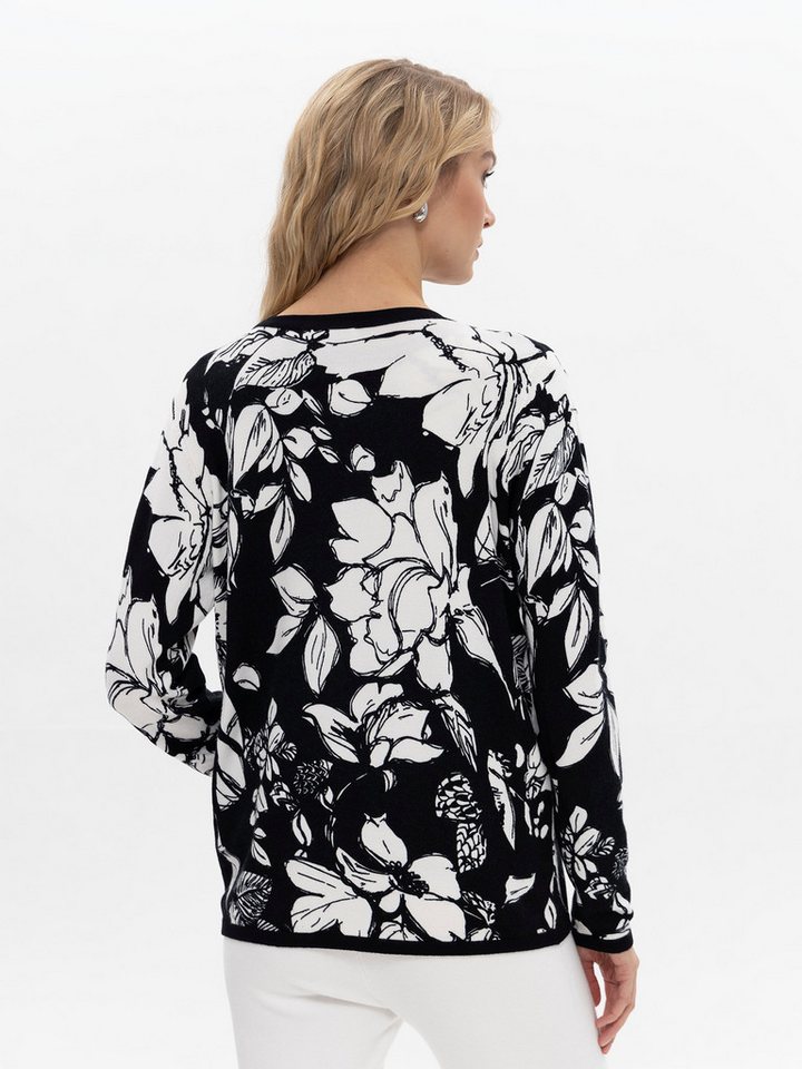 Passioni 2-in-1-Strickjacke mit grafischen Blumenmuster – Bild 3 von 5