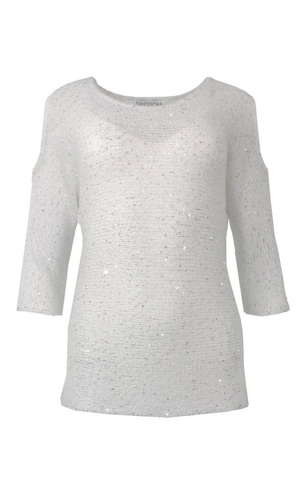 Passioni 3/4 Arm-Pullover mit Cut-Outs und Glitzergarn – Bild 2 von 3