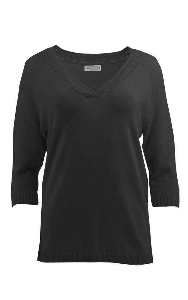 Passioni 3/4 Arm-Pullover mit perforierten V-ausschnitt Perforierte Ärmel – Bild 2 von 3