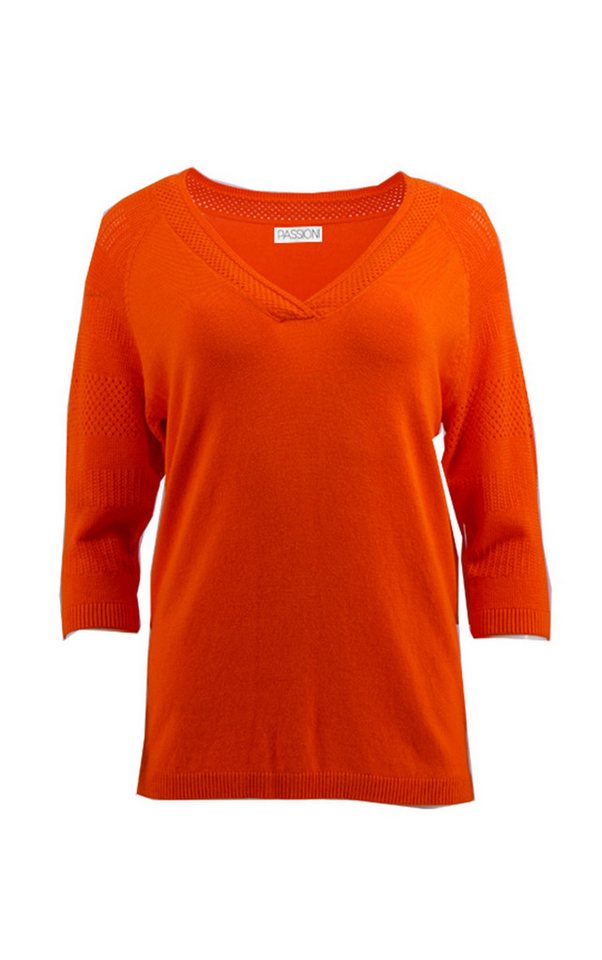 Passioni 3/4 Arm-Pullover mit perforierten V-ausschnitt Perforierte Ärmel – Bild 2 von 3