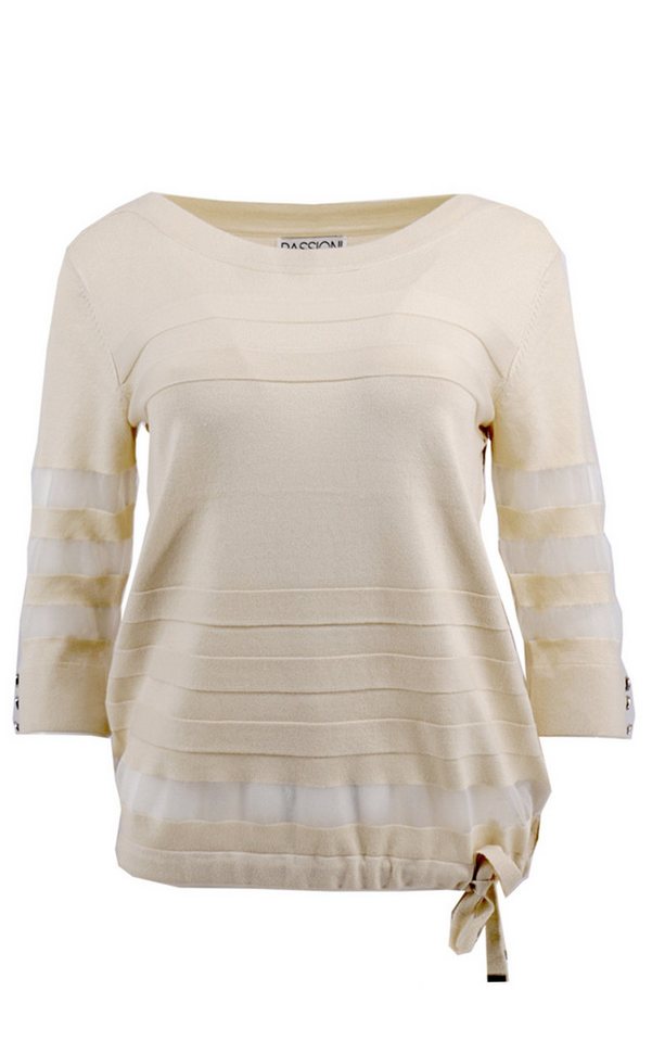 Passioni 3/4 Arm-Pullover mit transparenten Streifendetails Knöpfe an den Ärmelsäumen und Kordelzug am Saum – Bild 2 von 3