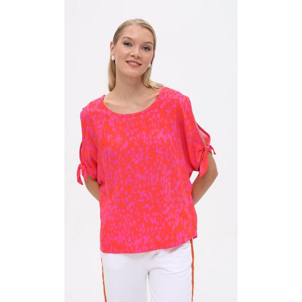Passioni Blusentop mit abstraktem Print und Bindedetails