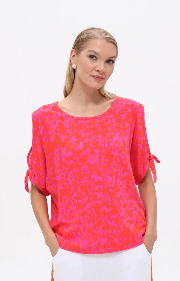 Passioni Blusentop mit abstraktem Print und Bindedetails – Bild 2 von 5