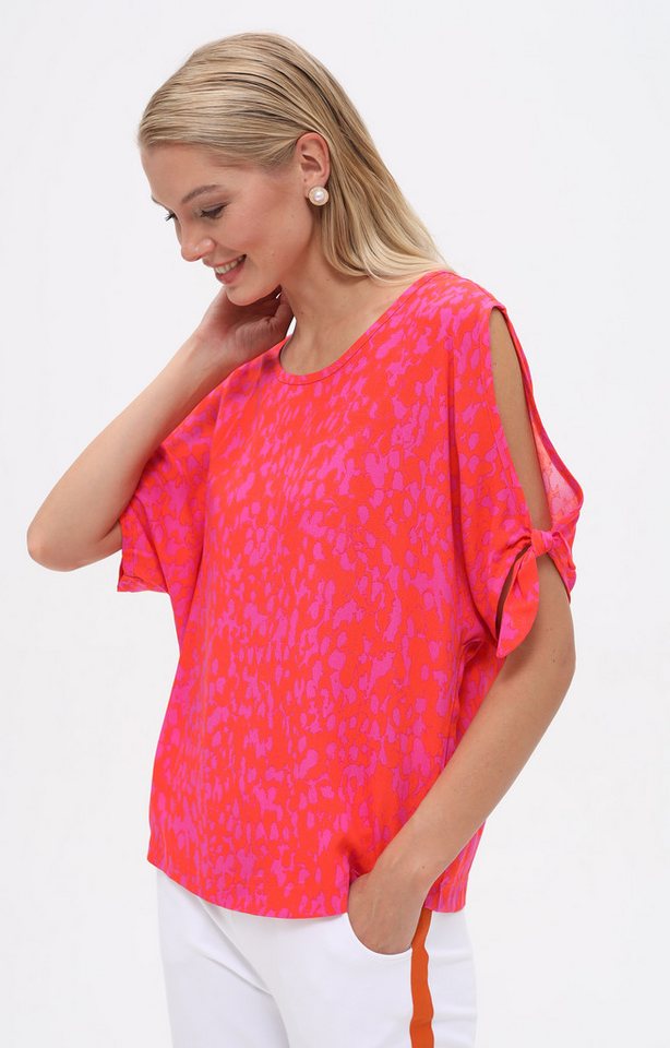 Passioni Blusentop mit abstraktem Print und Bindedetails – Bild 3 von 5