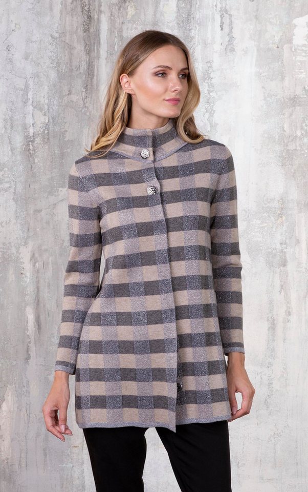 Passioni Cardigan mit Karomuster und Glitzergarn – Bild 2 von 4
