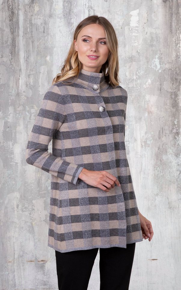 Passioni Cardigan mit Karomuster und Glitzergarn – Bild 3 von 4