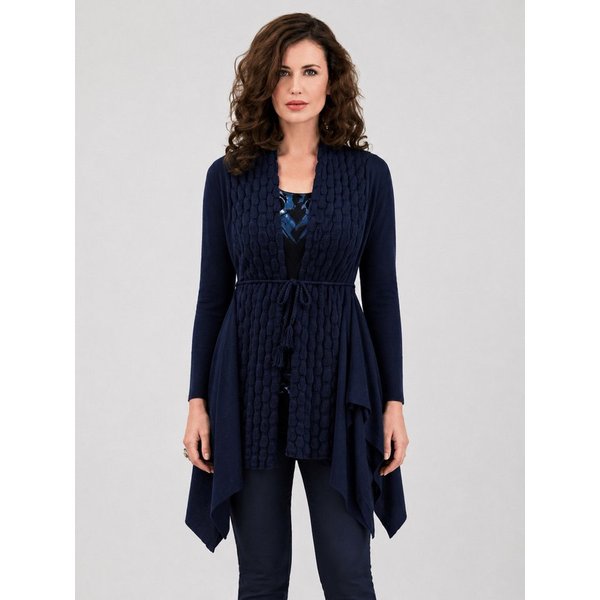 Passioni Cardigan mit lockerer Passform, Bindegürtel und drapiertem asymmetrischem Saum