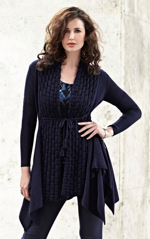 Passioni Cardigan mit lockerer Passform, Bindegürtel und drapiertem asymmetrischem Saum – Bild 2 von 2