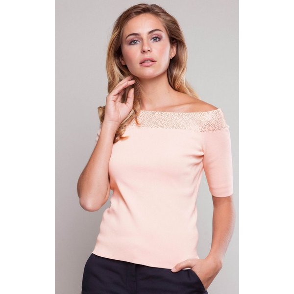 Passioni Carmenpullover mit Glitzerndem Ausschnitt Modern Fit
