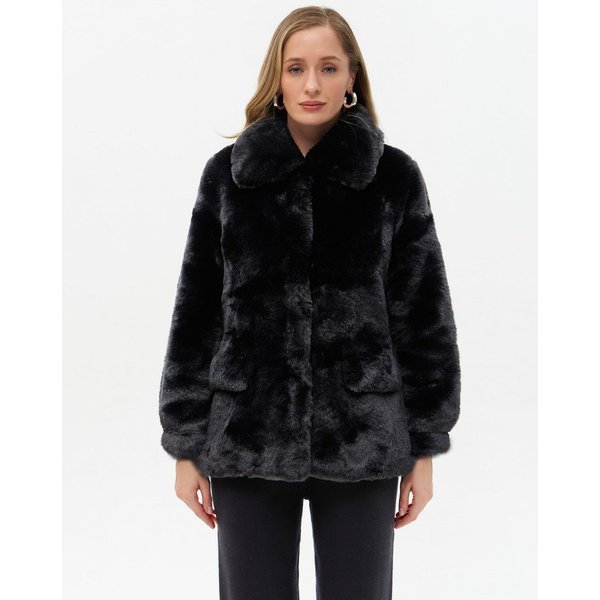 Passioni Fellimitatjacke Kunstfelljacke mit Kragen Teddyplüschjacke