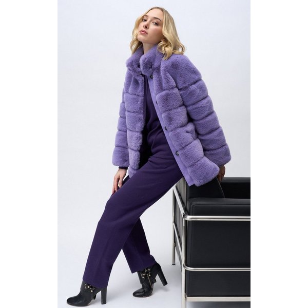Passioni Fellimitatjacke Webpelz Steppjacke mit hohem Kragen