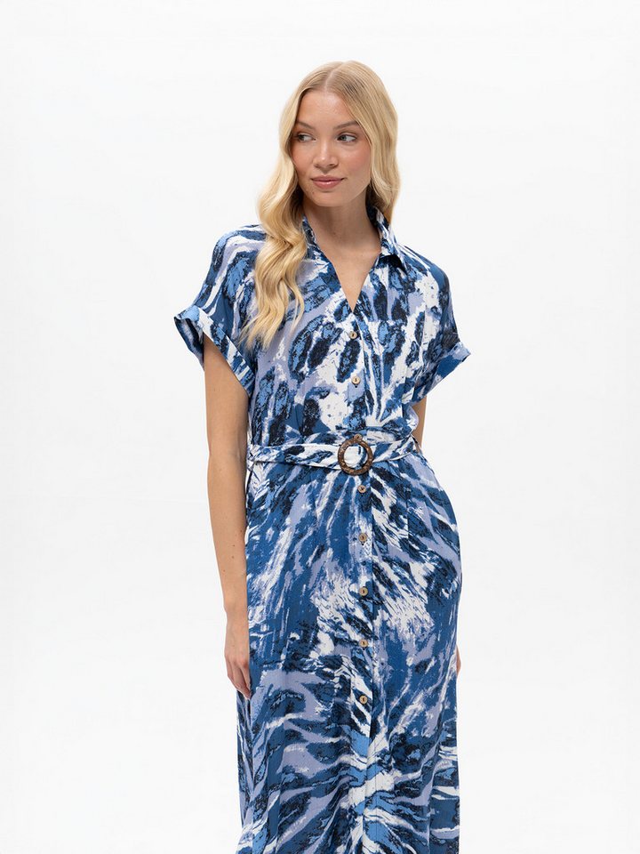 Passioni Hemdblusenkleid mit abstraktem Print Hemdblusenkleid mit kurzen Ärmeln und abstraktem Print – Bild 2 von 5