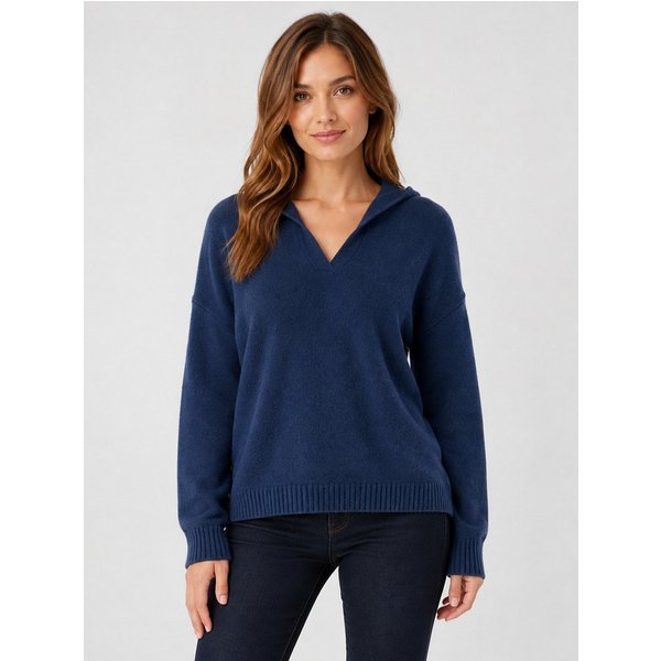 Passioni Kapuzenpullover in Boxy-Form mit V-Ausschnitt