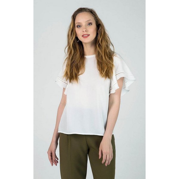 Passioni Kurzarmshirt mit Rüschenärmeln