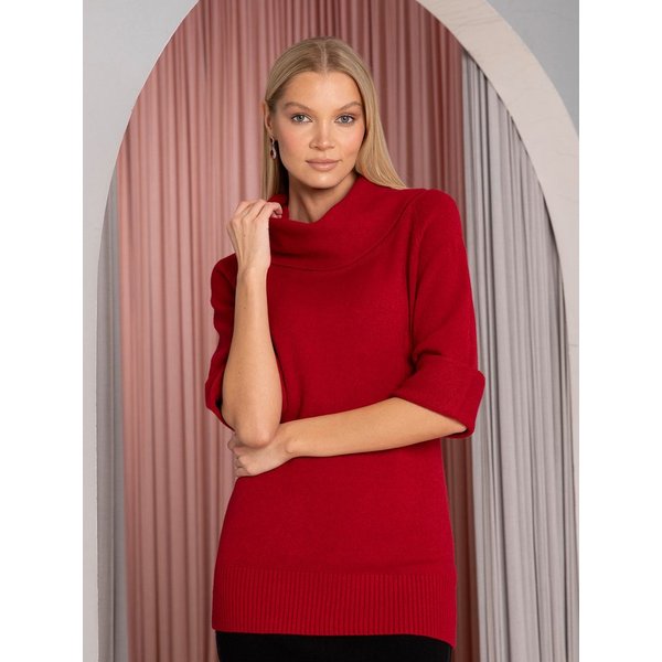 Passioni Rollkragenpullover halbarm in kräftigem Rot