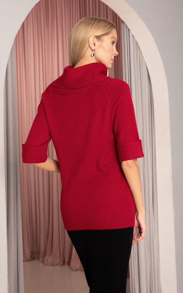 Passioni Rollkragenpullover halbarm in kräftigem Rot – Bild 2 von 4