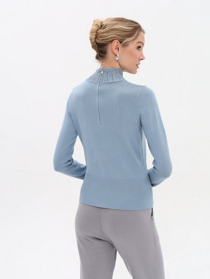 Passioni Rollkragenpullover mit Strass-Besatz – Bild 3 von 3