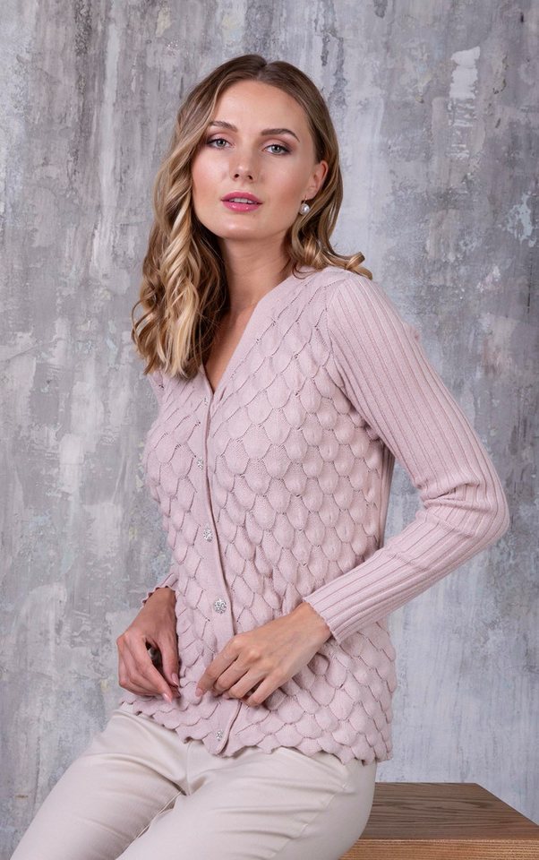 Passioni Strickjacke aus Strukturstrick mit dekorativen Silberknöpfen – Bild 2 von 4