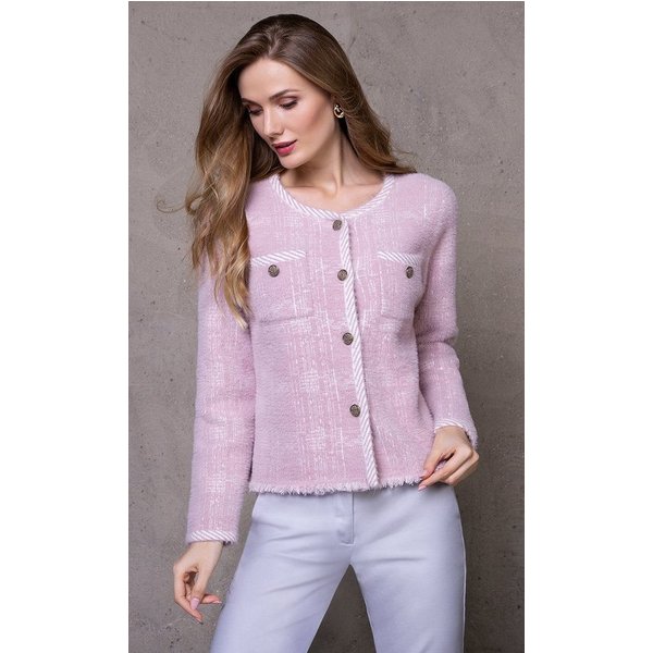 Passioni Strickjacke mit gestreiftem Kontrastsaum