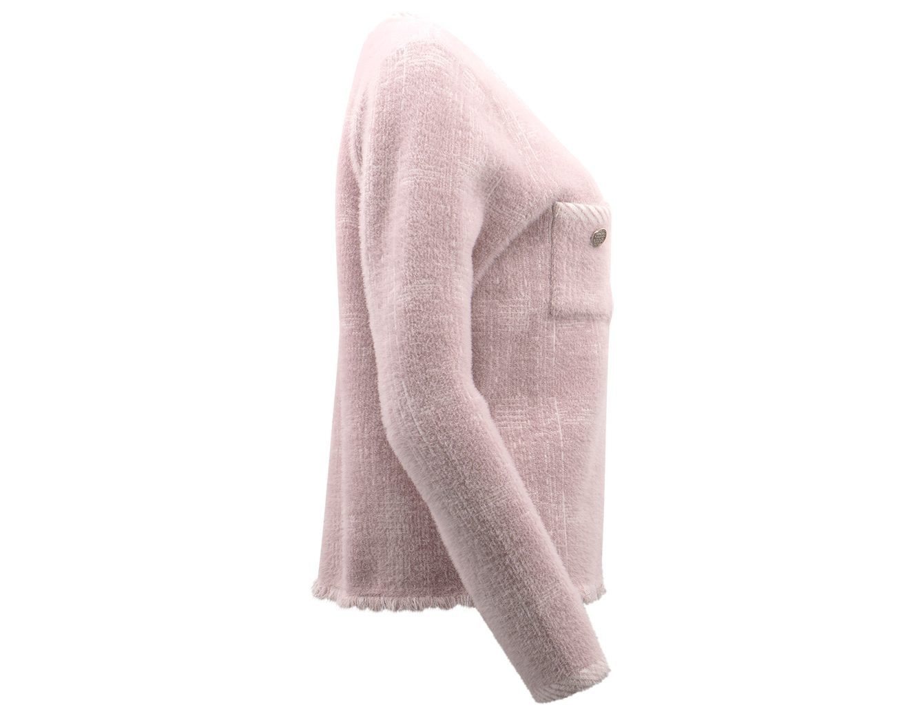 Passioni Strickjacke mit gestreiftem Kontrastsaum – Bild 3 von 4