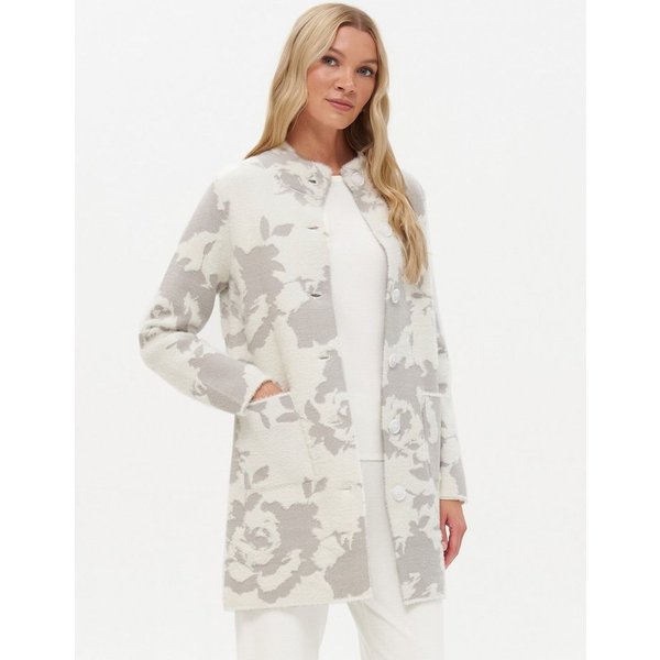 Passioni Strickmantel mit abstraktem Blumenprint