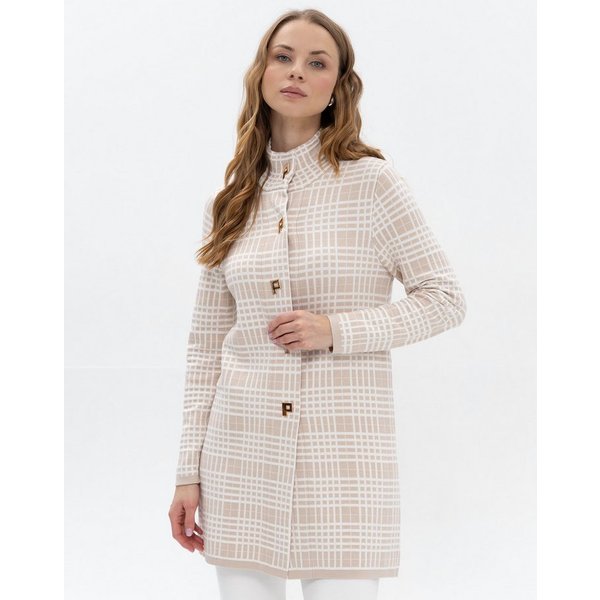 Passioni Strickmantel mit Karo-Muster
