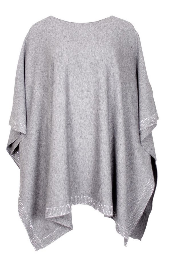 Passioni Strickponcho in hellgrauer Melange Optik – Bild 2 von 2