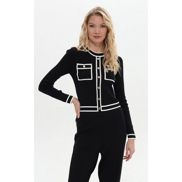 Passioni Strickpullover Cropped mit Kontraststreifen