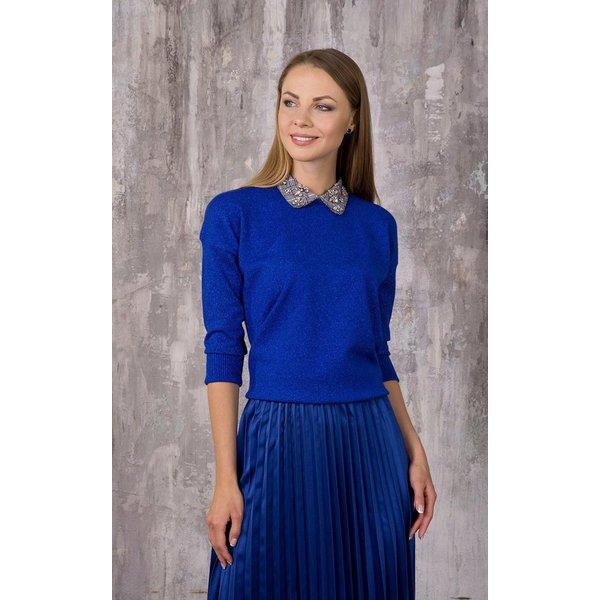 Passioni Strickpullover Glitzerpullover mit Kragen
