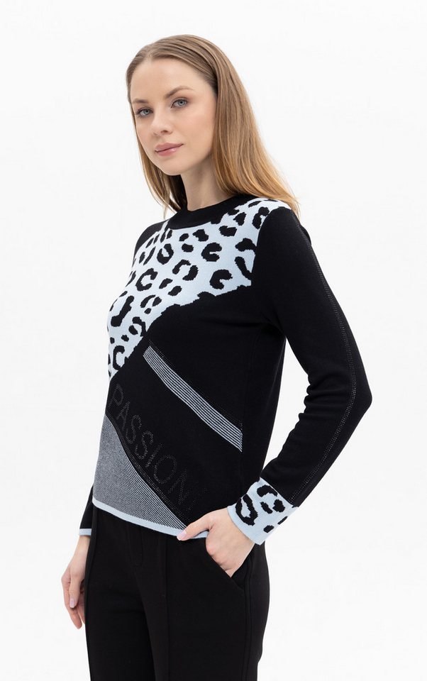Passioni Strickpullover im Colorblock mit Strassdetails – Bild 2 von 4