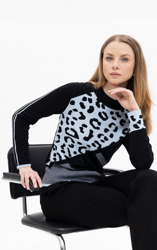 Passioni Strickpullover im Colorblock mit Strassdetails – Bild 4 von 4