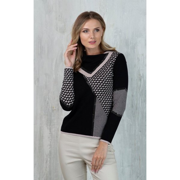 Passioni Strickpullover im Fischgräten- und Sternmuster