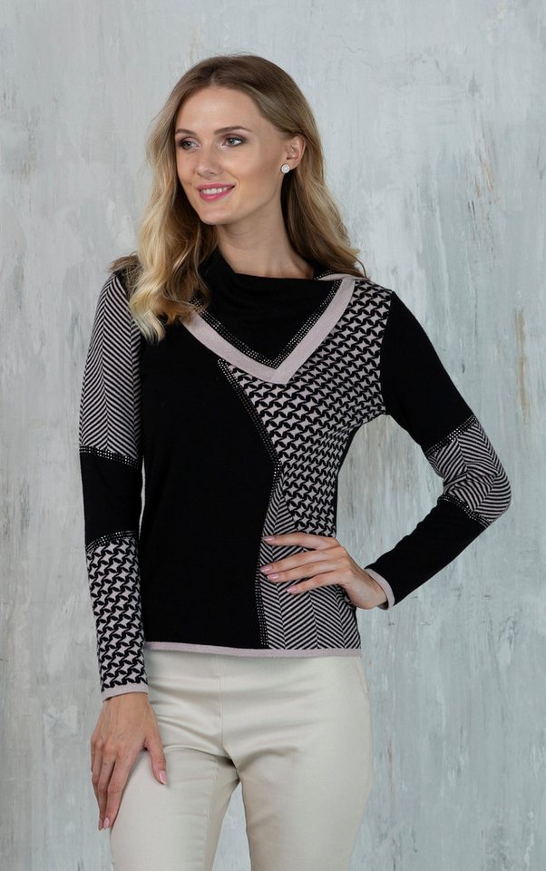 Passioni Strickpullover im Fischgräten- und Sternmuster – Bild 2 von 5